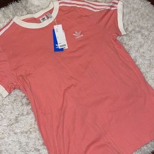 Adidas 3 Stripe T-Shirt in Pink